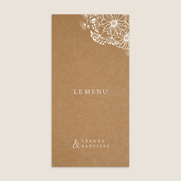 Menu Kraft et Fleurs Blanches